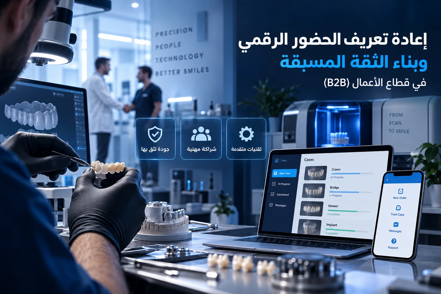 B2B dental laboratory brand and technology content